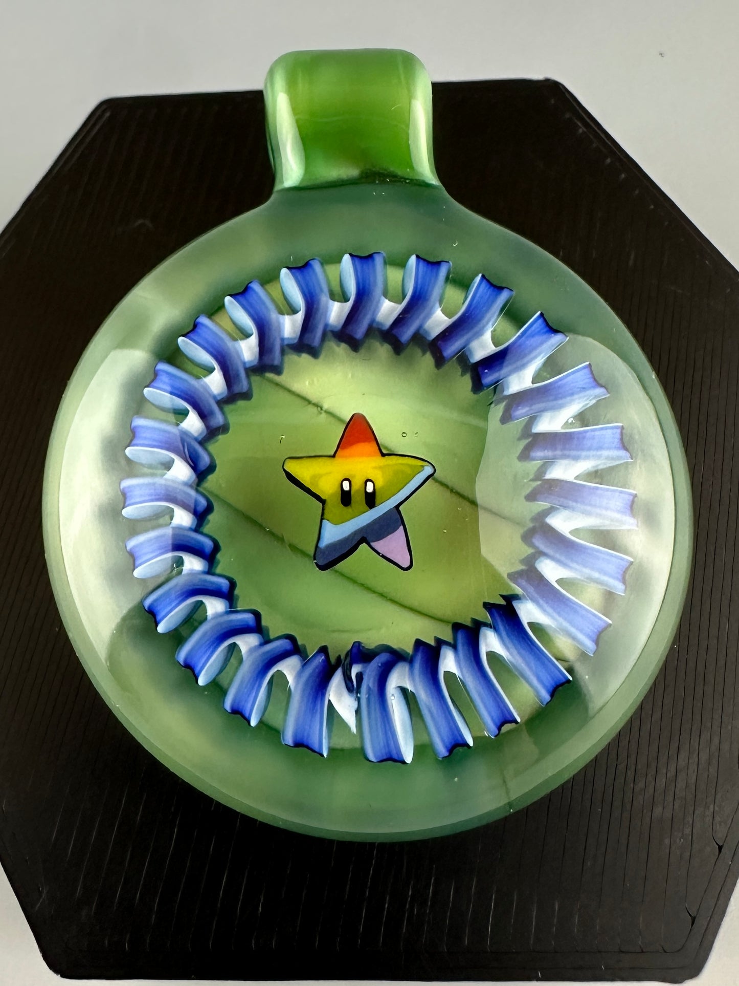 Chromium & blue Rainbow Star pendant