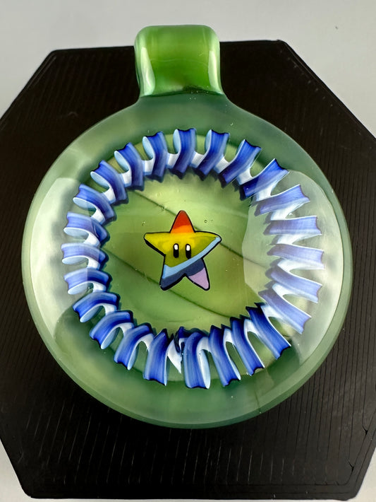 Chromium & blue Rainbow Star pendant