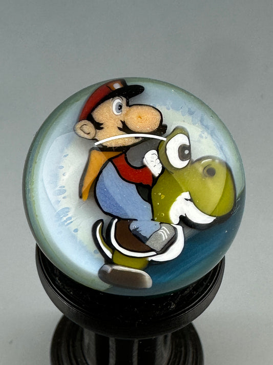 Blue green M riding Yosh marble