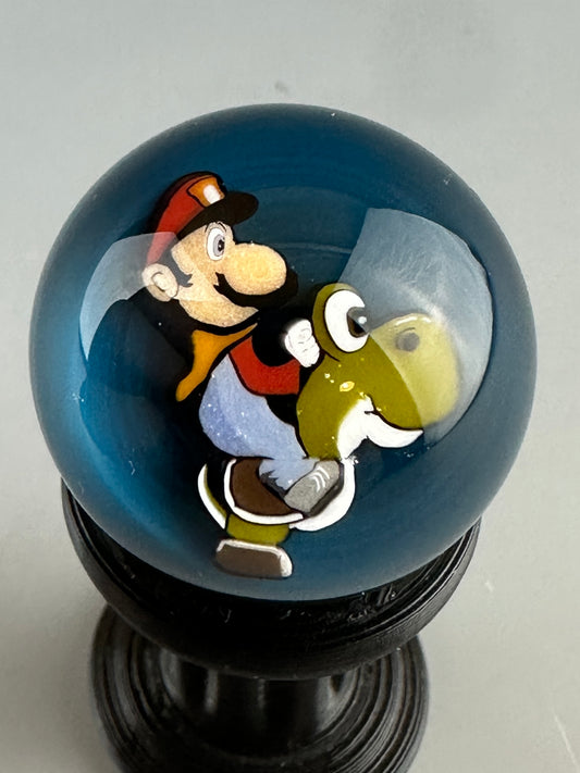 Blue & green M riding Yosh marble