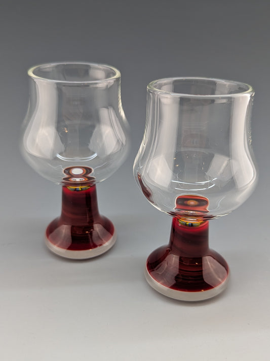 Pair of Dark Ruby Tasting Glasses